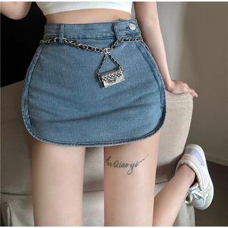 Denim Slim-fit Skort