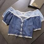 Short-sleeve Off-shoulder Denim Blouse