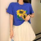 Flower Print Cropped T-shirt