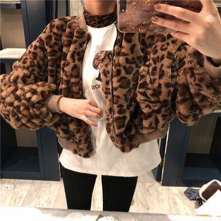 Leopard Printed Fleece Jacket
