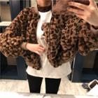 Leopard Printed Fleece Jacket