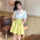 Puff Short-sleeve Top / A-line Skort / Set