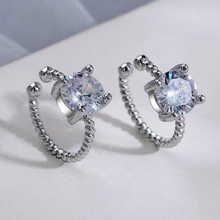 Rhinestone Cuff Earring 1 Pair - Silver - One Size