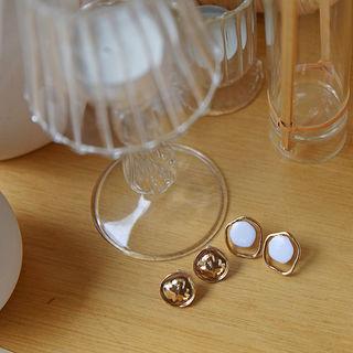 Round Ear Stud Set (4 Pcs) Gold - One Size