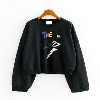 Print Cropped Long-sleeve Sweatshirt