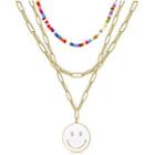 Smiley Face Pendant Layered Necklace