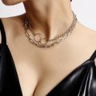Layered Chain Necklace 0389 - White Gold - One Size