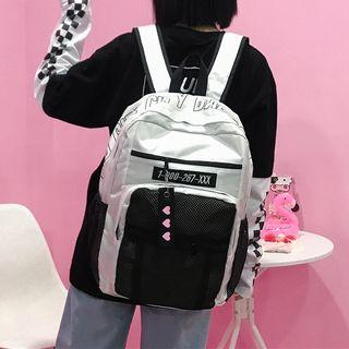 Numbering & Lettering Contrast Mesh Panel Backpack