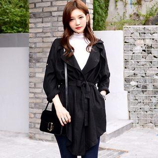 Tie-waist Ruffled Trench Jacket