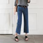 Pocket-front Frayed Boot-cut Jeans