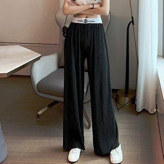 High-waist Letter Printed Wide-leg Pants