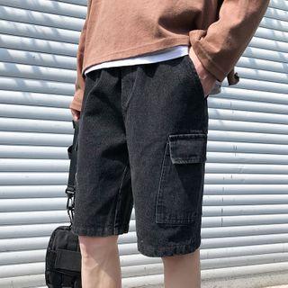 Knee-length Denim Cargo Shorts