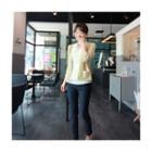 Glittered Open-front Cardigan