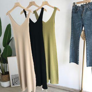 V Collar Knit Camisole Dress