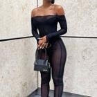 Long-sleeve Cold Shoulder Jumpsuit