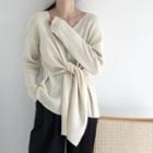 V-neck Wrap Long-sleeve Sweater