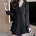Collared Long-sleeve Collared Mini A-line Dress