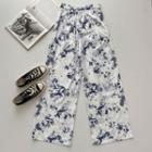 Print High-waist Pants Blue - One Size