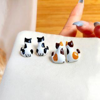 Sterling Silver Cat Stud Earring / Clip-on Earring
