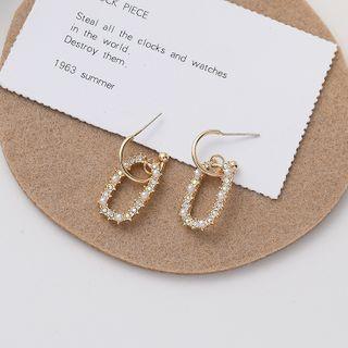 S925 Sterling Silver Beaded Geometric Drop Ear Stud 1 Pair - 925 Silver - Earrings - One Size