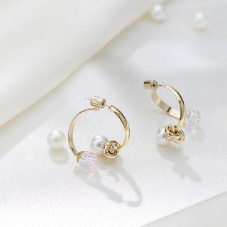 Hoop Ear Jacket 1 Pair - 925 Silver - Gold - One Size