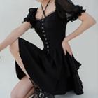 Short-sleeve Tiered Corset Dress