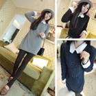 Long-sleeve Mock Two Piece T-shirt Dress