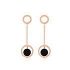 Elegant Temperament Plated Rose Gold Geometric Round 316l Stainless Steel Tassel Earrings Rose Gold - One Size