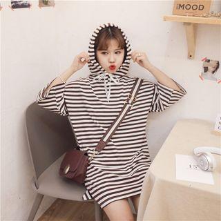 Stripe Elbow-sleeve Hoodie