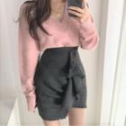 V-neck Sweater / Mini Sheath Skirt