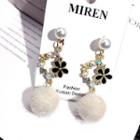 Furry Ball Ear Stud Gold - One Size