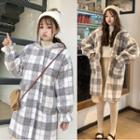 Plaid Hooded Coat As Shown In Figure - One Size