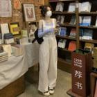 Long-sleeve Cold-shoulder T-shirt / Drawstring Jumper Pants