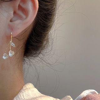 Flower Shell Alloy Fringed Earring 1 Pair - Gold & White - One Size