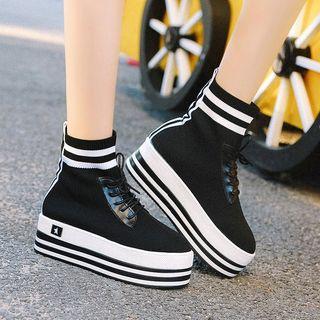 Knit Panel High-top Sneakers