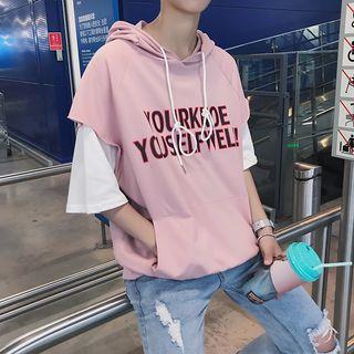 Couple Matching Mock Two-piece Short-sleeve Hoodie