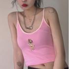 Embroidered Camisole Top Pink - One Size