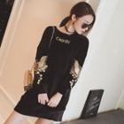 Embroidered Sequined Velvet Pullover Dress