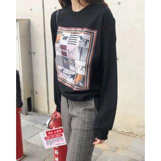 Horse Print Cotton Sweatshirt