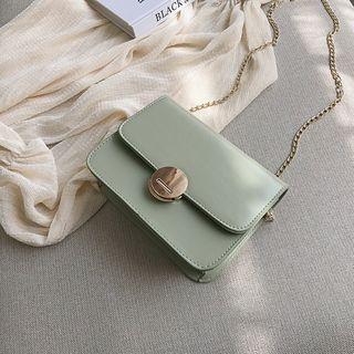 Faux Leather Circle Accent Satchel With Chain Strap