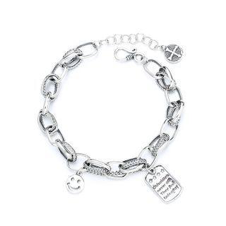 Sterling Silver Smiley Face Bracelet 136fs - 925 Silver - Silver - One Size