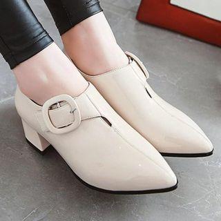 Patent Buckled Block-heel Shoes