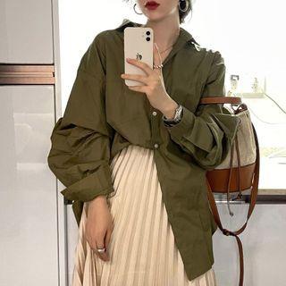 Plain Shirt Brownish Green - One Size