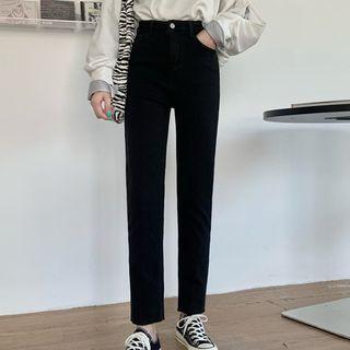 Buttoned Cuff Slim-fit Jeans