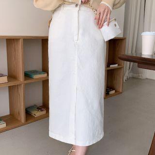 Pastel Slit-front Long Skirt