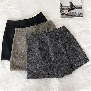 Asymmetric Double-breasted High-waist Shorts