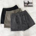 Asymmetric Double-breasted High-waist Shorts