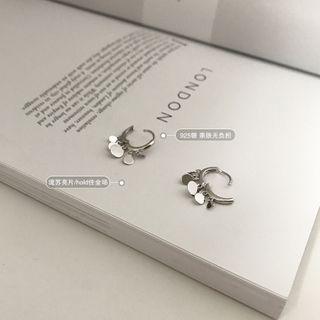925 Sterling Silver Disc Earring 1 Pair - Silver - One Size