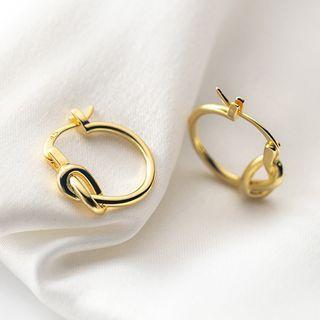 Knot Sterling Silver Hoop Earring 1 Pair - S925 Silver - Gold - One Size
