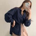 Balloon-sleeve Blouse / Straight-cut Pants